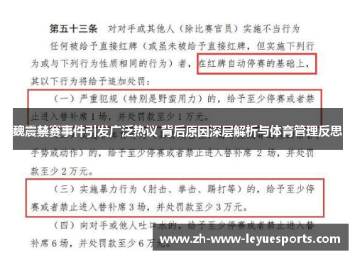魏震禁赛事件引发广泛热议 背后原因深层解析与体育管理反思