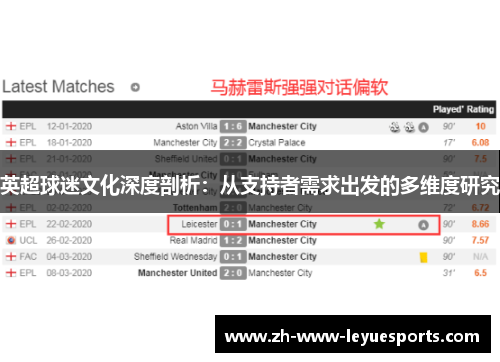 英超球迷文化深度剖析：从支持者需求出发的多维度研究